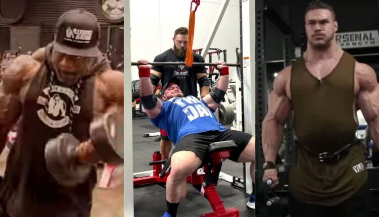 Top 2021 Olympia contenders Brandon Curry Hunter Labrada and Nick Walker training in the gym