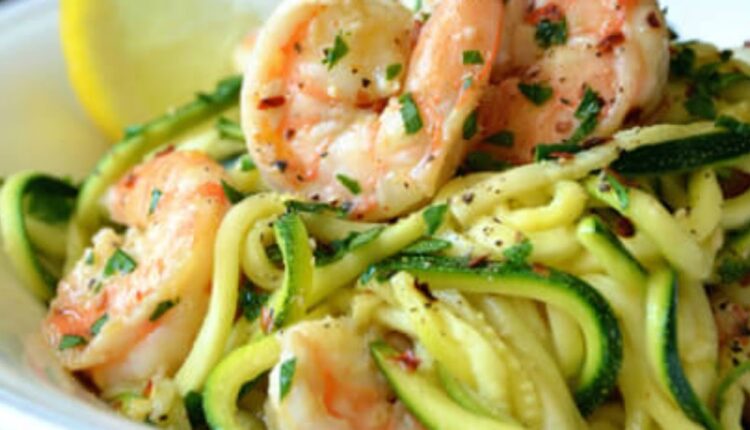 Paleo Diet Recipes - Low Carb Shrimp Scampi with Zucchini Pasta Recipe