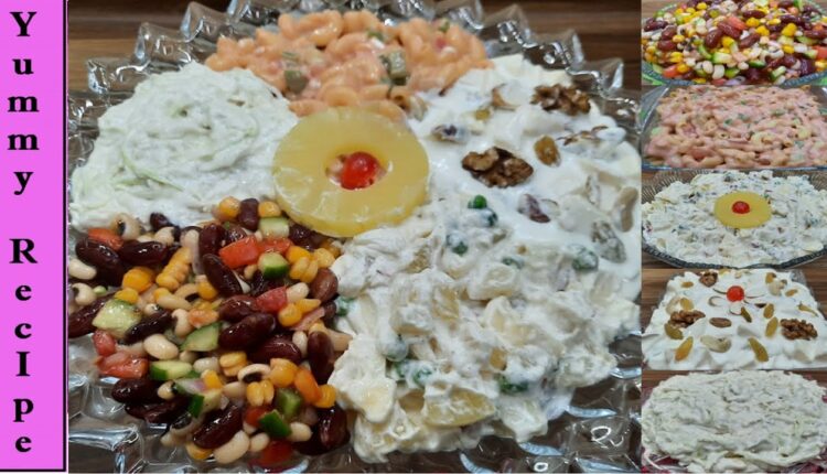 Yummy Salads Party Platter Recipe | Perfect Salad Recipes | 5 ways Salads with homemade Dressings.